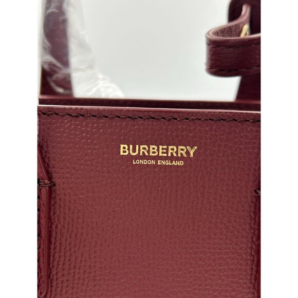 Burberry Small Banner Leather Horse Check Crossbody Shoulder bag Crimson - Picture 7 of 16